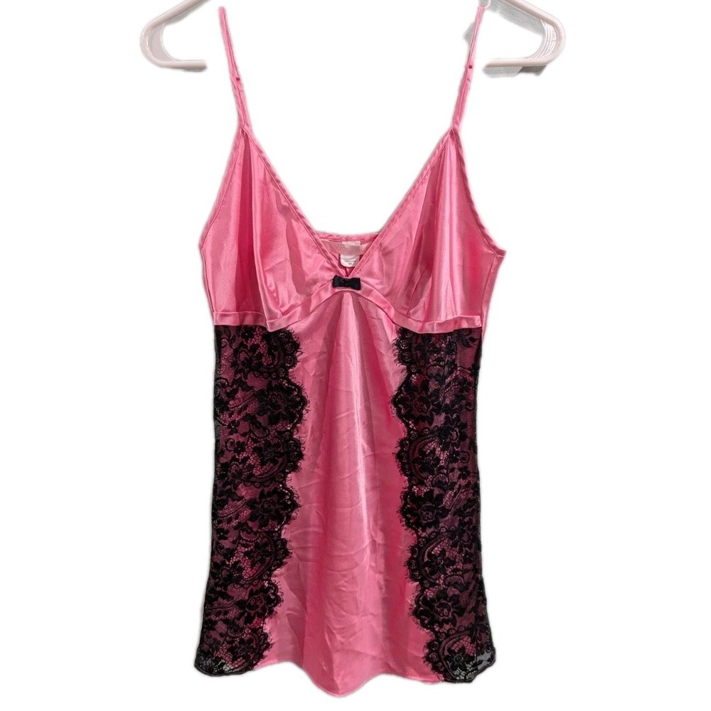 Vtg Victorias Secret Slip Mini Dress Pink Satin Coquette Fairy Y2K  Womens Med